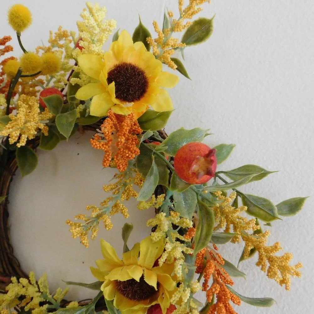 Mini Sunflower‎ Grapevine Wreath, Year Round Cabinet Decor